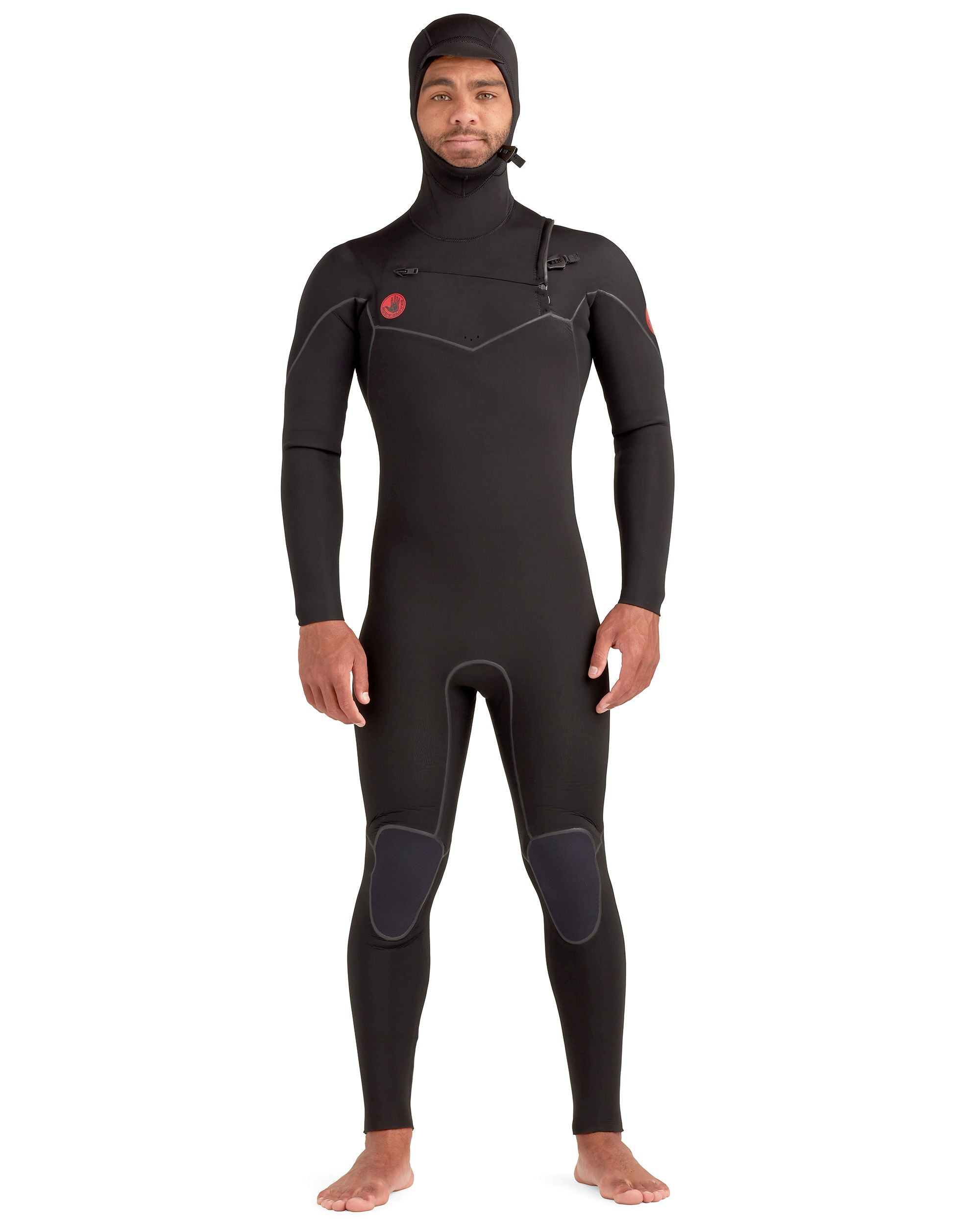 Red Cell 4/3mm Men's Chest-Zip Black Hooded Fullsuit Body Glove Outlet