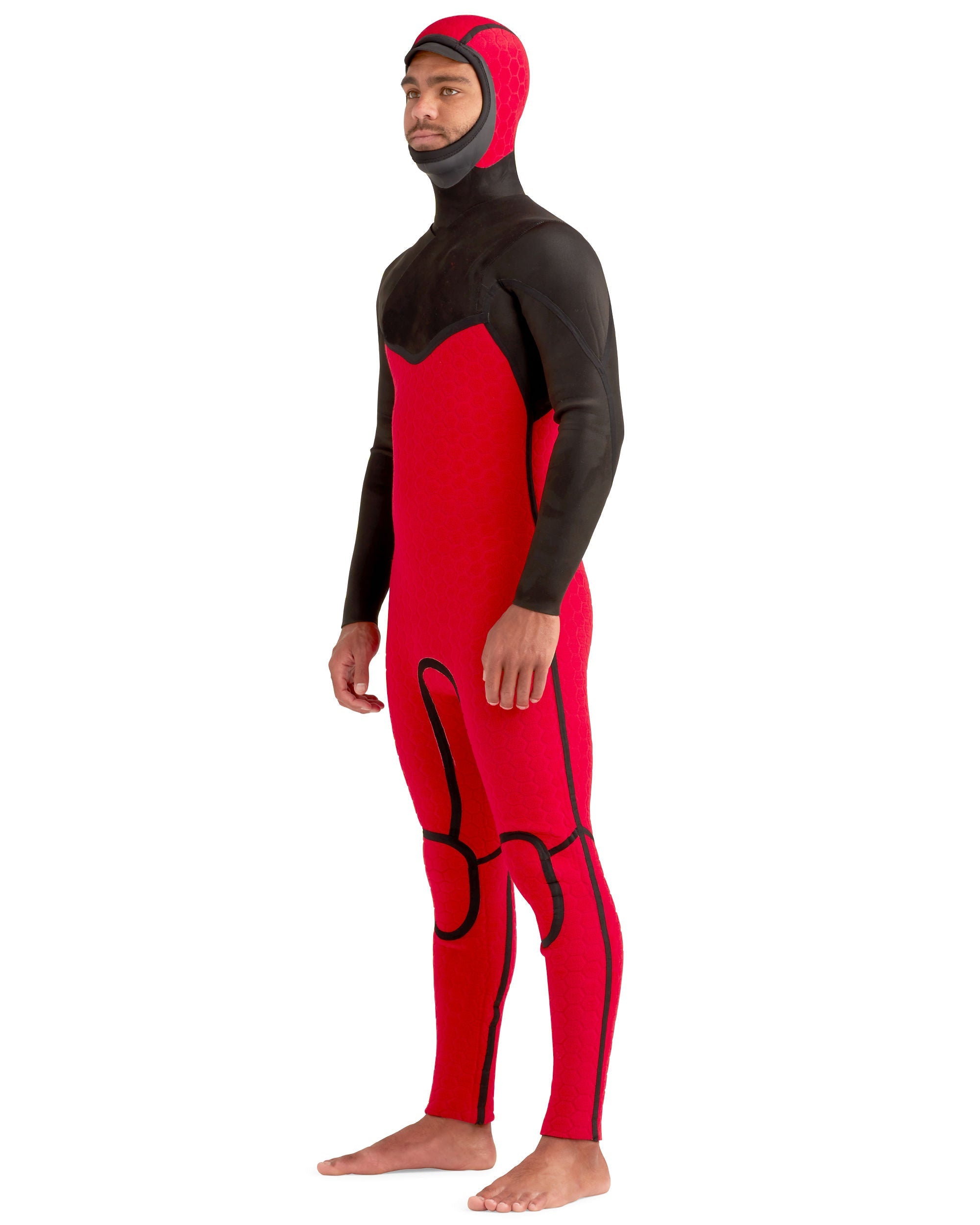 Red Cell 4/3mm Men's Chest-Zip Black Hooded Fullsuit Body Glove Outlet